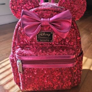 Loungefly Disney Magenta Sequin Mini Backpack